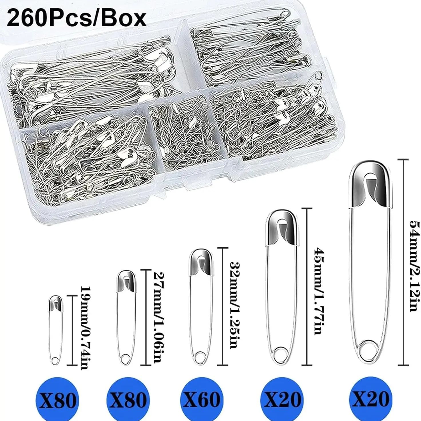Craft Embellishment Storage - Silver Safety Pins Kit With Storage