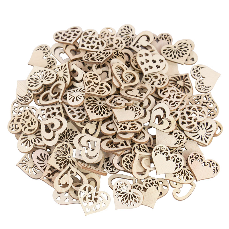 Embellish Craft - 50/100pcs Hollowed Heart Pattern Small Natural