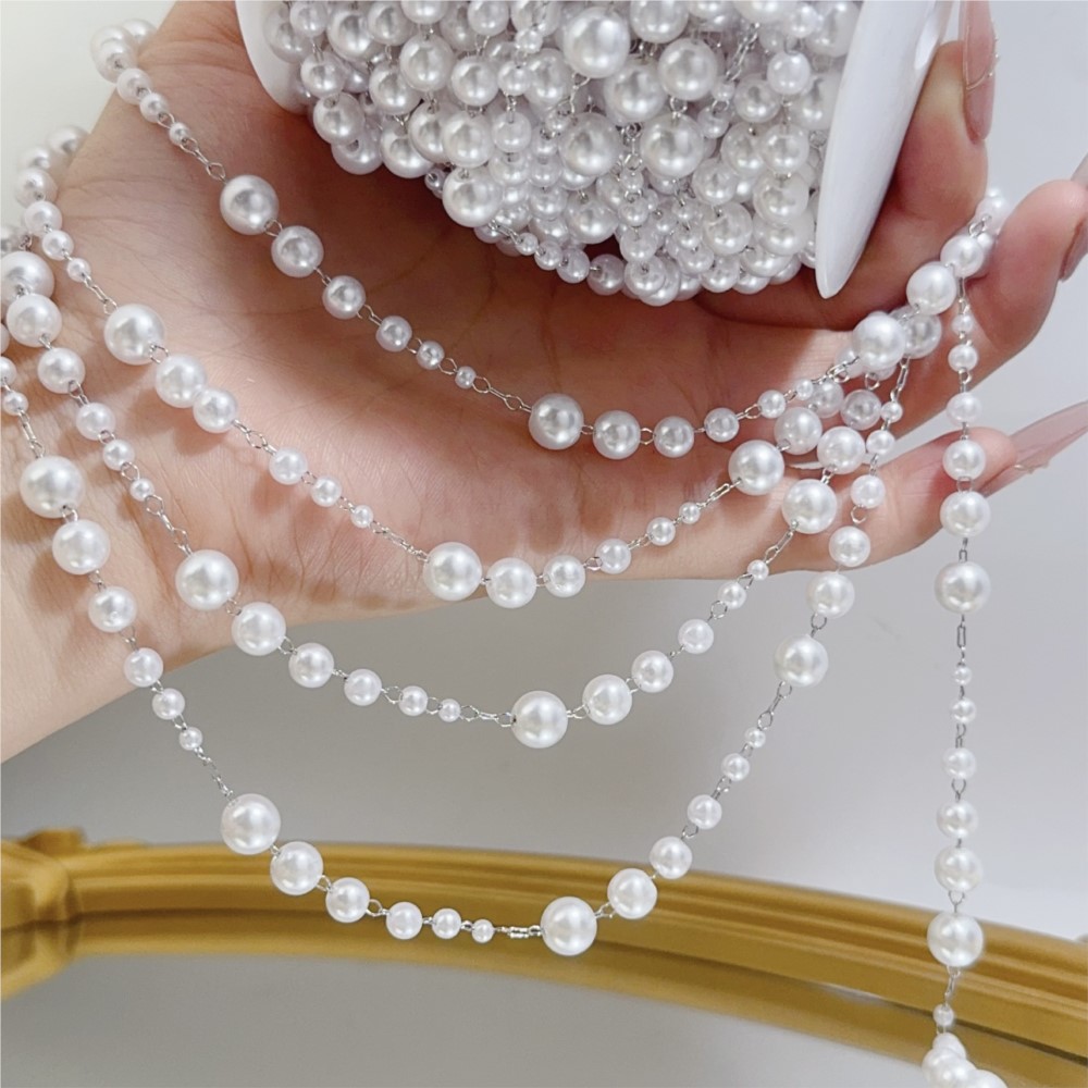 1meter 3-8mm Faux Pearl Beadin - огляд і ціна Pearl Trim Chain