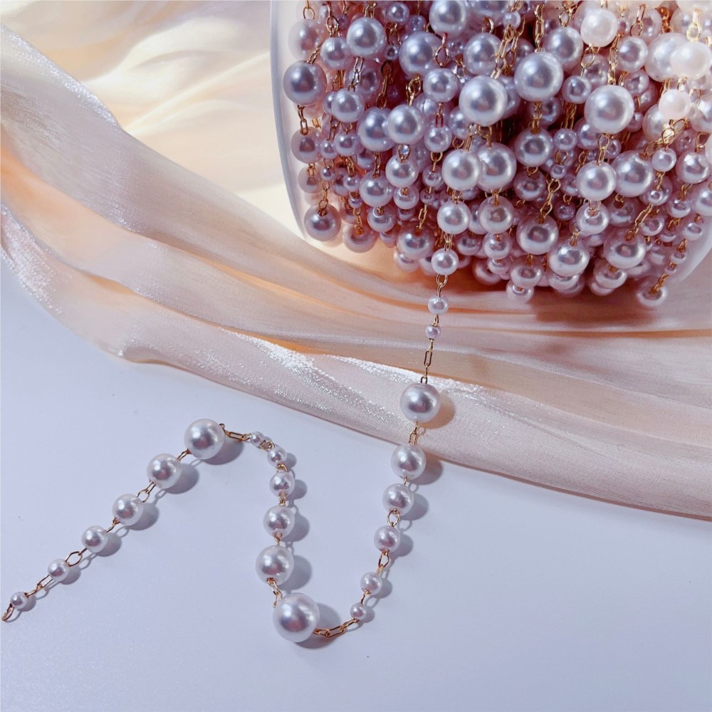 1meter 3-8mm Faux Pearl Beadin - огляд і ціна Pearl Trim Chain