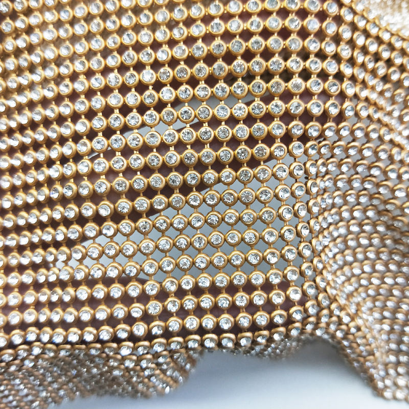 45x120cm Sparkly Gold Base Rhi - огляд і ціна Crystal Mesh Fabric
