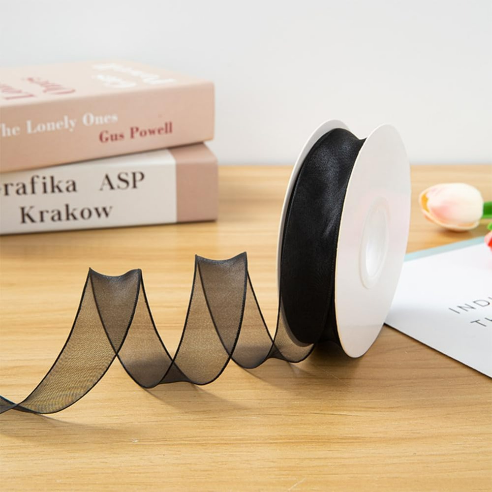 1Inch Black Organza Ribbon Wir - огляд і ціна Organza Ribbon Spool