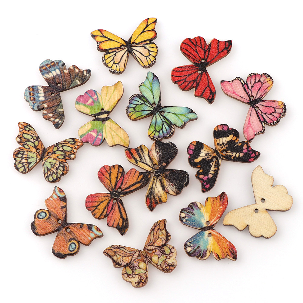 50pcs Butterfly wooden button  - огляд і ціна Embellishments For Scrapbooking