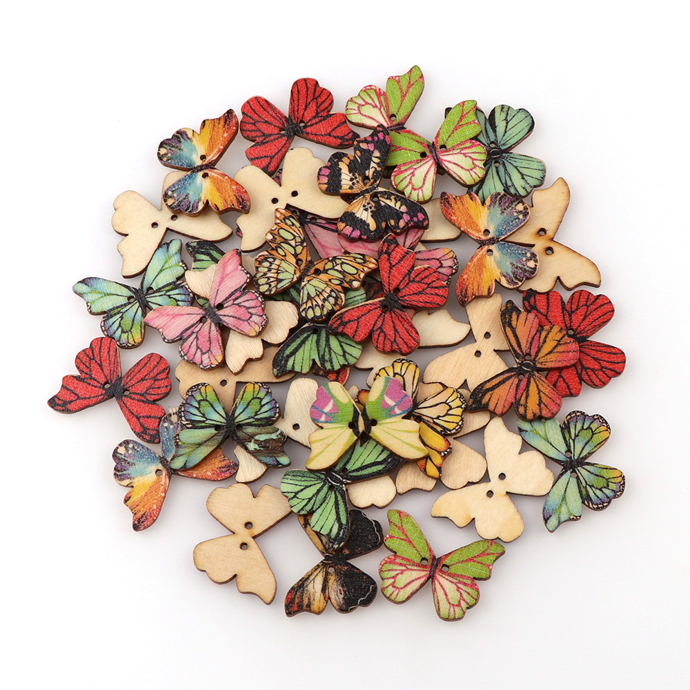 50pcs Butterfly wooden button  - огляд і ціна Embellishments For Scrapbooking