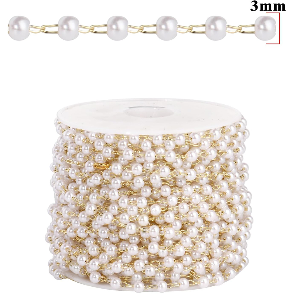 20 Meter 3/4/5/6mm Faux Pearls - огляд і ціна Pearl Trim Chain