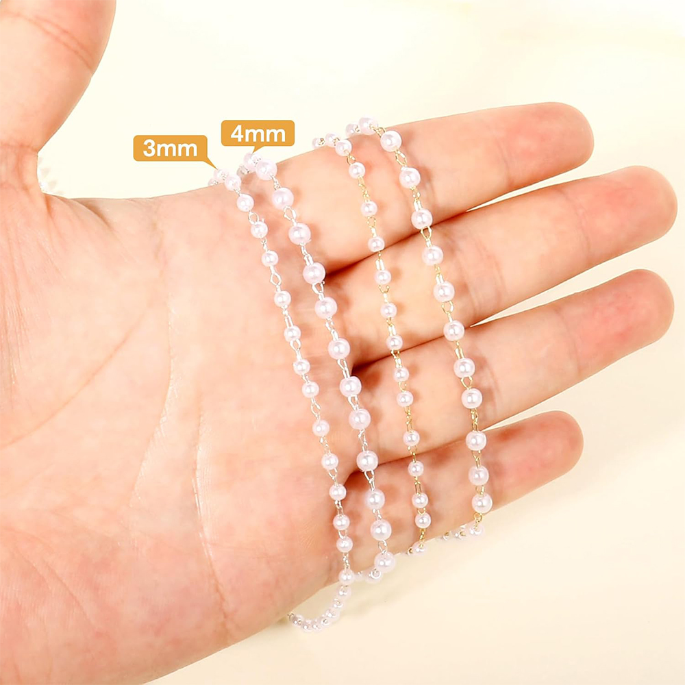 20 Meter 3/4/5/6mm Faux Pearls - огляд і ціна Pearl Trim Chain