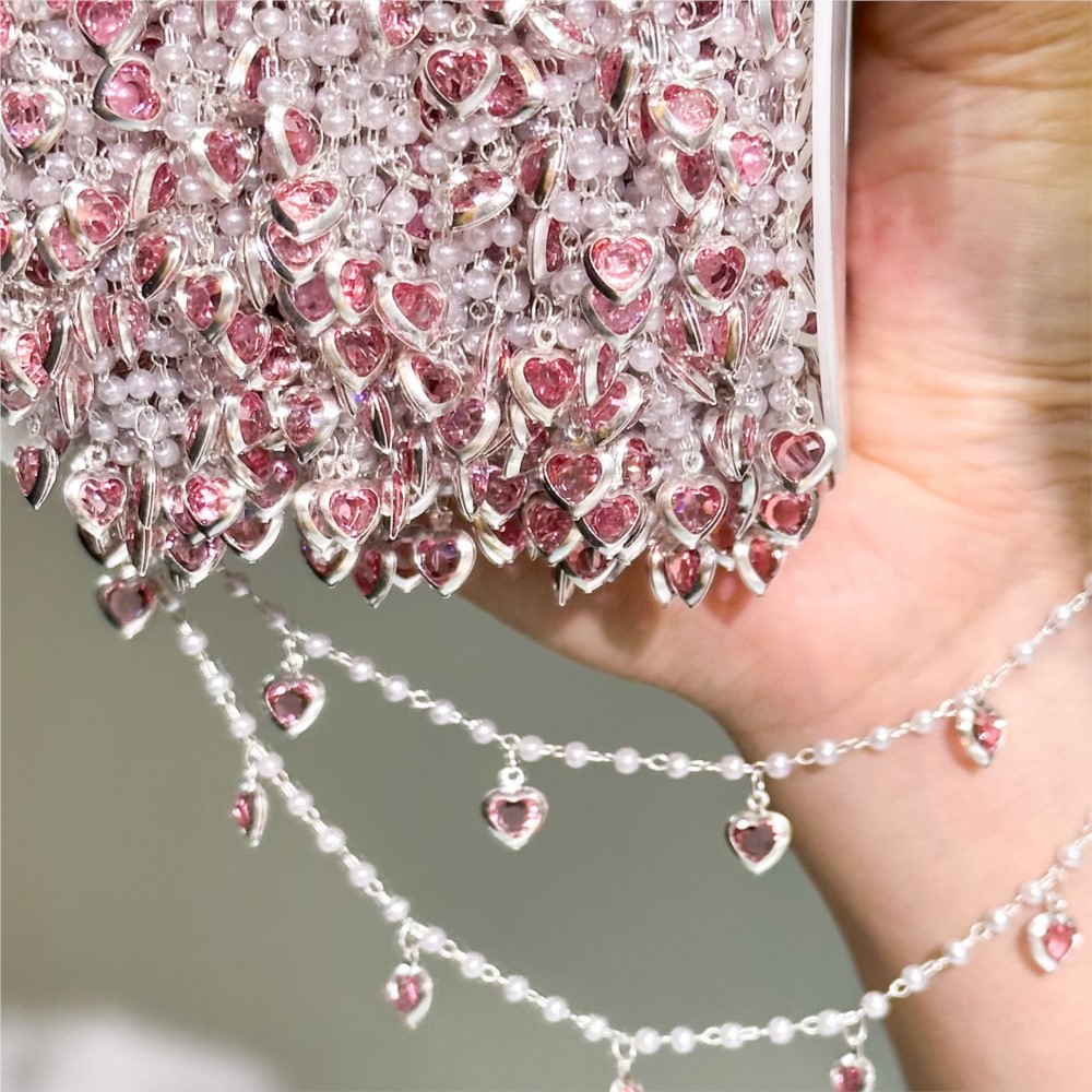 0.5Meter/1Meter Pink Crystal H - огляд і ціна Pearl Trim Chain
