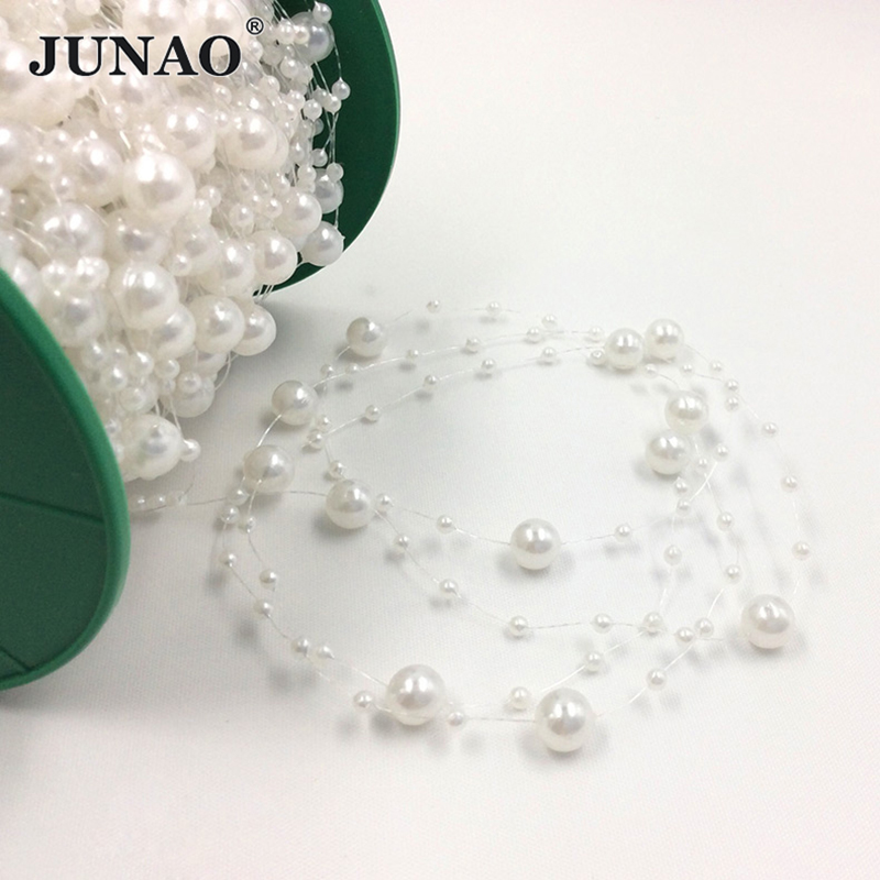 JUNAO 20 Meter 3+8mm White Rou - огляд і ціна Pearl Trim Chain