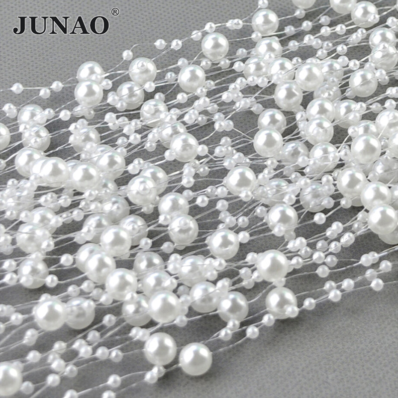 JUNAO 20 Meter 3+8mm White Rou - огляд і ціна Pearl Trim Chain