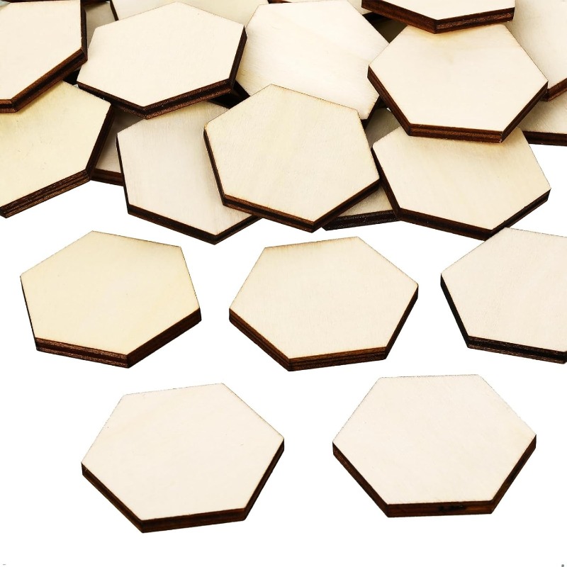 50PCS 4CM Unfinished Wood Hexa - огляд і ціна Embellish Craft