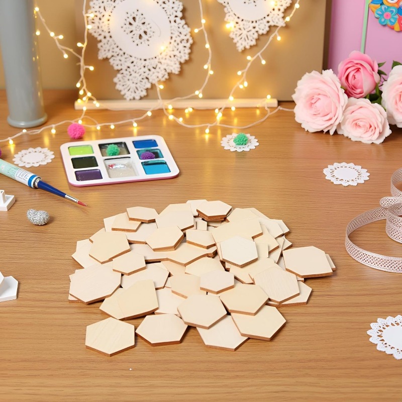 50PCS 4CM Unfinished Wood Hexa - огляд і ціна Embellish Craft