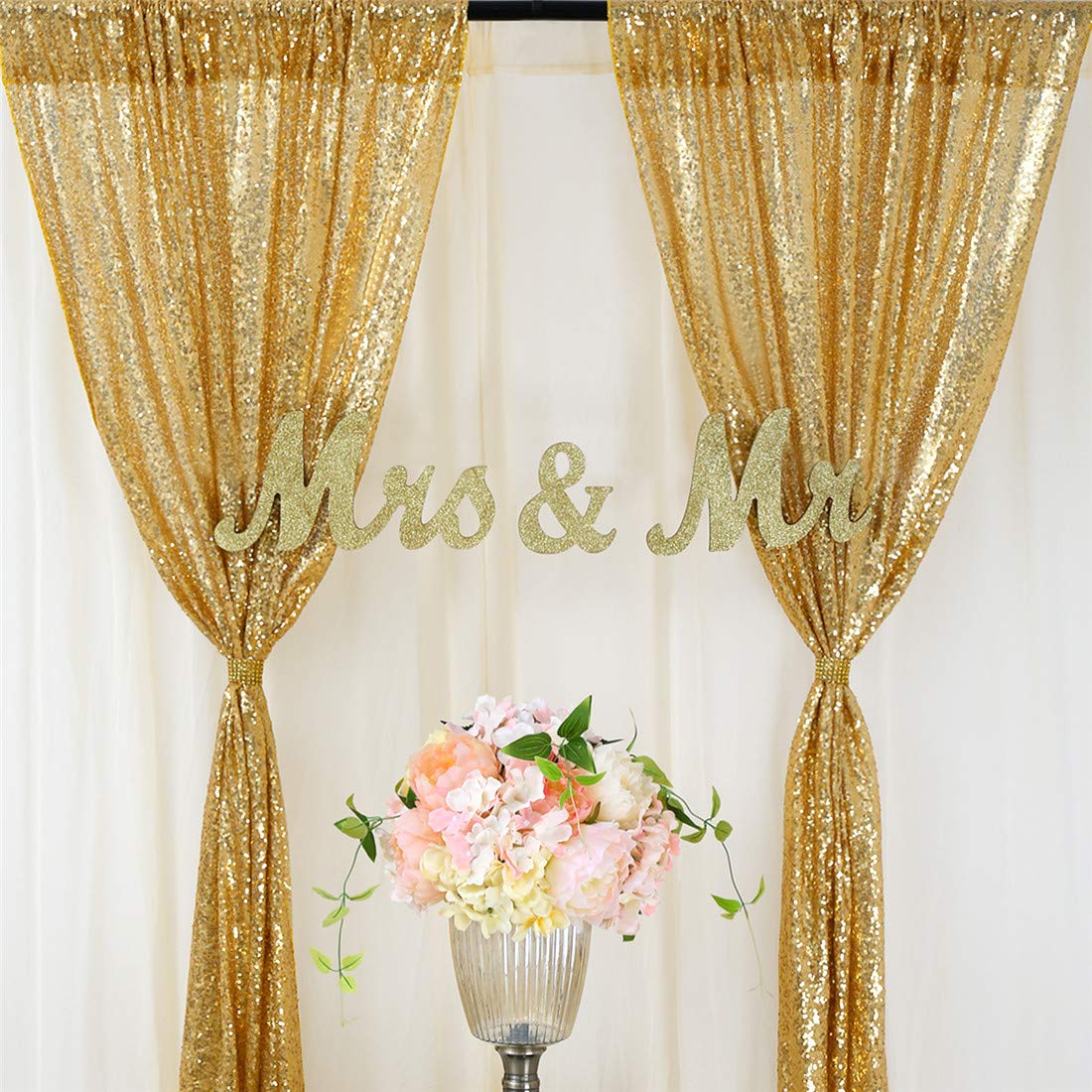 2PCS Gold Sequin Party Backdro - огляд і ціна Sequin Fabric Panel