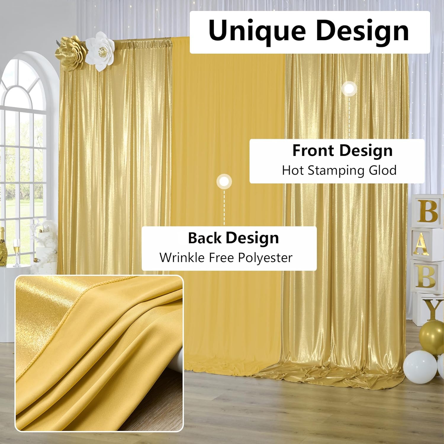 2.3x7FT Wrinkle Free Glitter 1 - огляд і ціна Sequin Fabric Panel