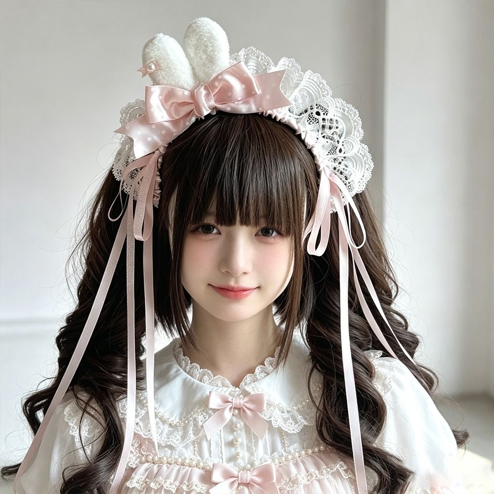 New Polka Dot Bow Bunny Ear He - огляд і ціна Lace Ribbon Trim