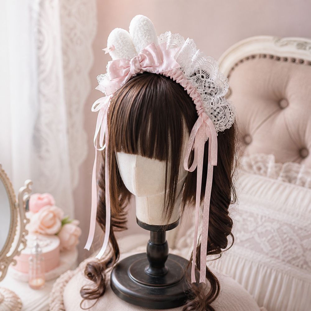 New Polka Dot Bow Bunny Ear He - огляд і ціна Lace Ribbon Trim