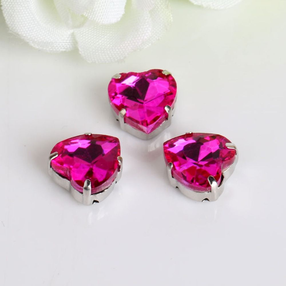 50Pcs/Pack Heart Shape Glitter - огляд і ціна Sew On Rhinestone
