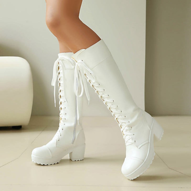 Womens Knee High Lace Up Comba - огляд і ціна Guipure Lace Panel