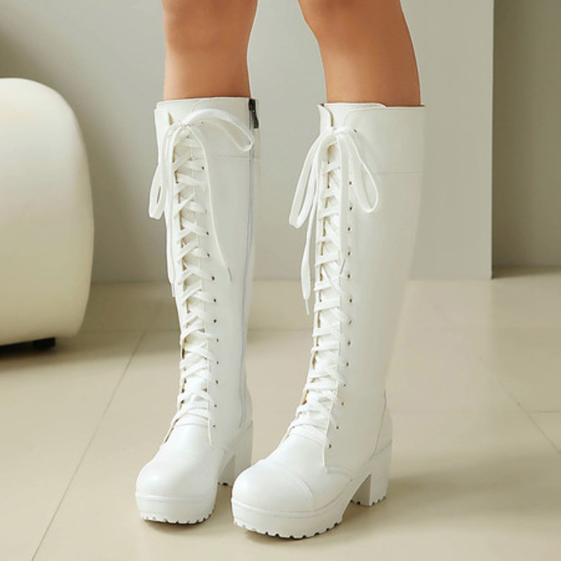 Womens Knee High Lace Up Comba - огляд і ціна Guipure Lace Panel